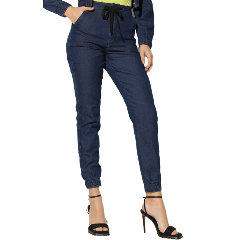 Calça com elastico na barra feminina shop