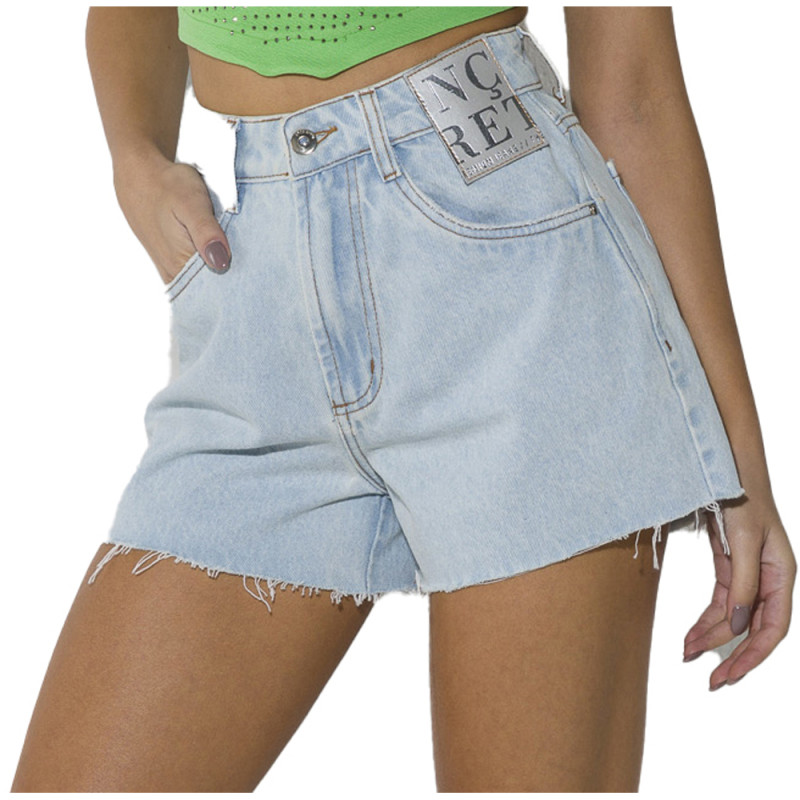 Shorts Jeans On a Preta Claro O23 Azul Feminino