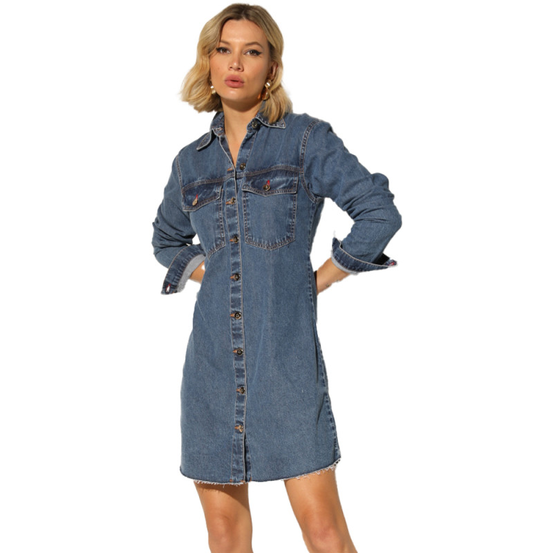 Blusão vestido jeans hot sale feminino