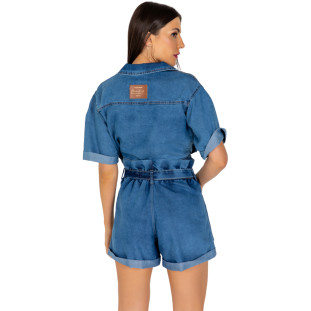 Blusa Jeans Onça Preta Cropped Matelada IV22 Azul Feminino