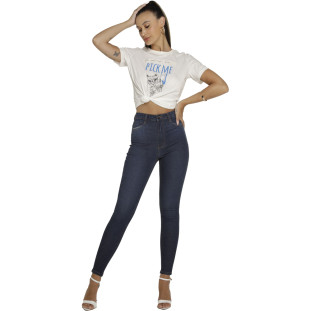Calça Jeans Skinny Onça Preta Bordado V23 Azul Feminino