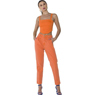 Calça Jeans Onça Preta Detalhe Pence O23 Laranja Feminino