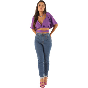 Calça Jeans Onça Preta Com Pregas VE24 Azul Feminino