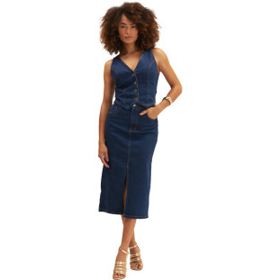 Colete Jeans Onça Preta Basico Ve25 Azul Feminino