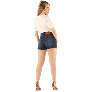 Short Jeans Onça Preta Pesponto Decorado VE24 Azul Feminino