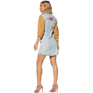 Vestido Jeans Onça Preta Camisa I23 Azul Feminino