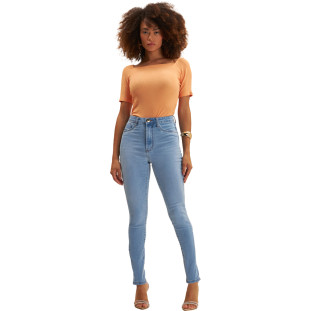 Body Onça Preta Decote Quadrado Ve25 Laranja Feminino