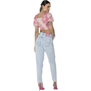 Blusa Cropped Onça Preta Lastex Av23 Rosa Feminino