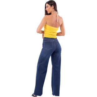 Blusa Cropped Onça Preta Babados Av23 Amarelo Feminino