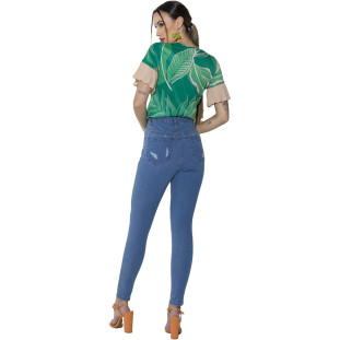 Blusa Onça Preta Ampla Manga Babado Av23 Verde Feminino