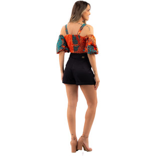 Blusa Onça Preta Cropped VE24 Laranja Feminino