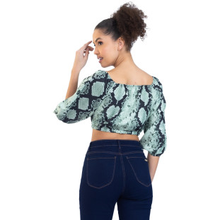 Blusa Onça Preta Ciganinha PR23 Verde Feminino