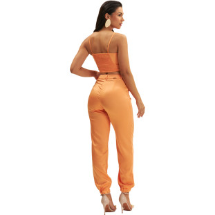 Blusa Onça Preta Alça Alfaiataria Ve25 Laranja Feminino