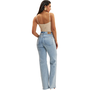 Blusa Onça Preta Alça Guipir Ve25 Bege Feminino