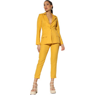 Blazer Onça Preta Alinhado Alfaiataria I23 Amarelo Feminino