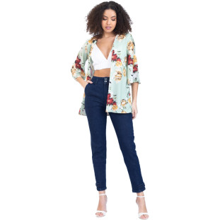 Kimono Onça Preta Estampado PR23 Verde Feminino