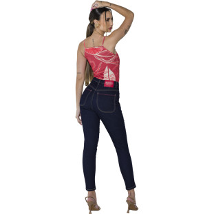 Regata Onça Preta Basica Estampada O23 Vermelho Feminino