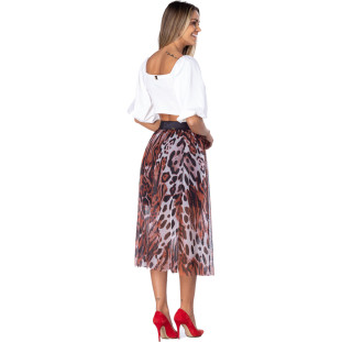 Saia Onça Preta Midi De Tule VE22 Preto Feminino