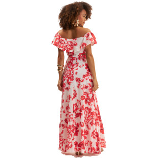 Saia Onça Preta Longa Estampada Ve25 Rosa Feminino