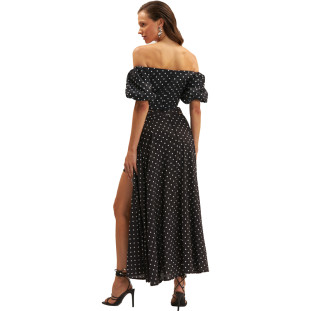 Saia Onça Preta Midi Fenda Frontal Ve25 Preto Feminino