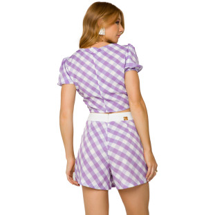 Shorts Onça Preta Saia Estampado VE22 Lilás Feminino