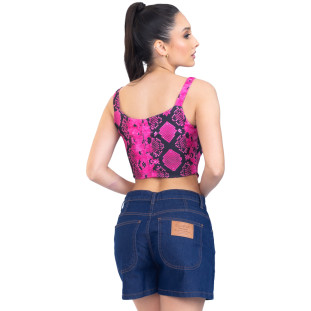 Top Onça Preta Corselet PR23 Rosa Feminino