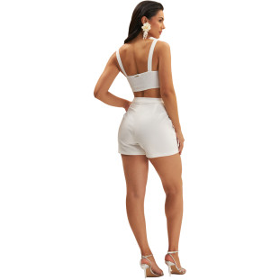 Top Onça Preta Strass Alça Ve25 Off White Feminino