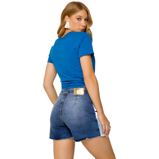 Tshirt Onça Preta Estampa Stronger VE22 Azul Feminino