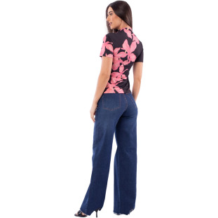 Tshirt Onça Preta Decote V AV23 Preto Feminino