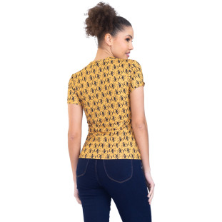 Tshirt Onça Preta Decote V IV23 Amarelo Feminino