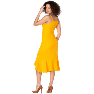 Vestido Onça Preta Midi Mulett AV22 Amarelo Feminino