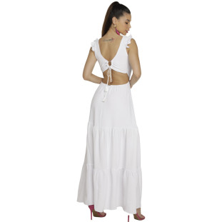 Vestido Onça Preta Frente Unica Longo V23 Branco Feminino