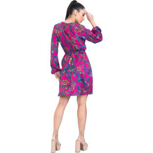 Vestido Onça Preta Transpassado Leve PR23 Rosa Feminino