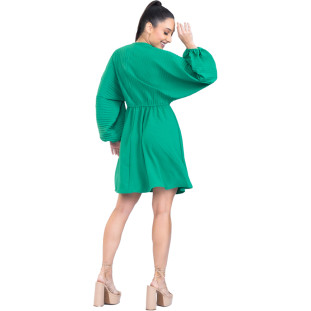 Vestido Onça Preta Morcego Plisse IV23 Verde Feminino