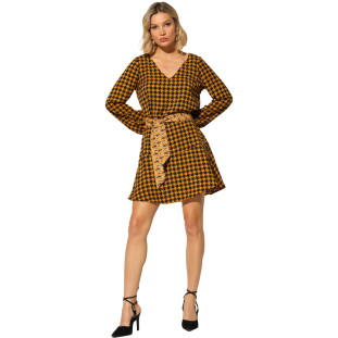 Vestido Onça Preta Babado Logomania IN23 Amarelo Feminino