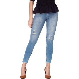Calça Jeans Onça Preta Skinny Patch VE22 Azul Feminino