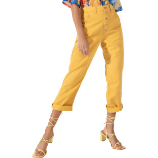 Calça Jeans Onça Preta Reta Color AV22 Amarelo Feminino