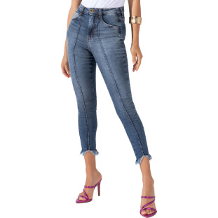 Calça Jeans Onça Preta Recortes AV22 Azul Feminino