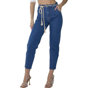 Calça Jeans Onça Preta Com Pregas O23 Azul Feminino