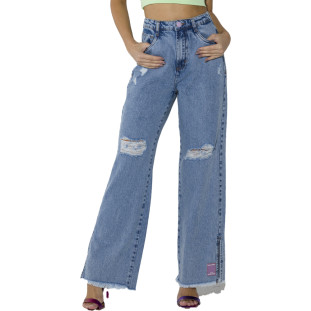 Calça Jeans Onça Preta Wideleg O23 Azul Feminino