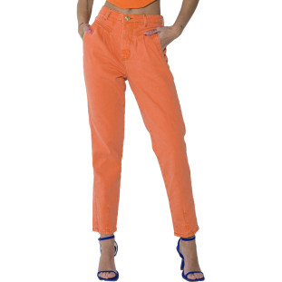 Calça Jeans Onça Preta Detalhe Pence O23 Laranja Feminino