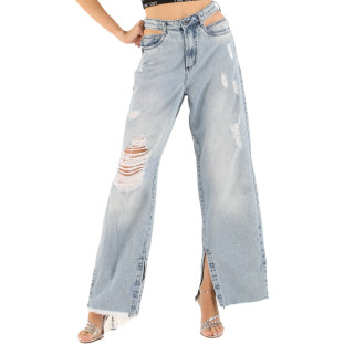 Calça Jeans Onça Preta Wide Side Open VE24 Azul Feminino 