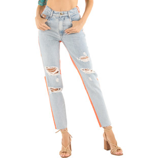 Calça Jeans Onça Preta Frente Rasgada VE24 Azul Feminino