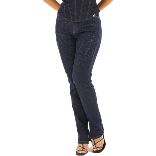 Calça Jeans Onça Preta Strass Abertura VE24 Azul Feminino