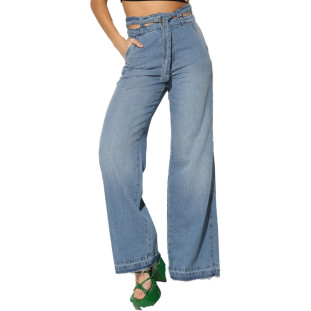 Calça Jeans Wideleg Onça Preta IN23 Azul Feminino
