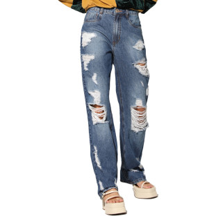 Calça Jeans Reta Onça Preta Basica I23 Azul Feminino