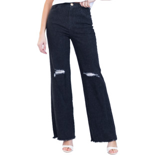 Calça Jeans Wide Onça Preta Basica I23 Preto Feminino