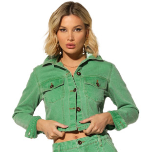 Jaqueta Jeans Cropped Onça Preta IN23 Verde Feminino