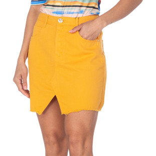 Mini Saia Jeans Onça Preta Collor VE22 Amarelo Feminino