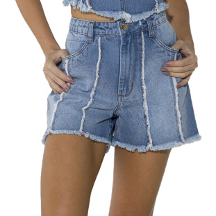 Shorts Jeans Onça Preta Frente Fio O23 Azul Feminino